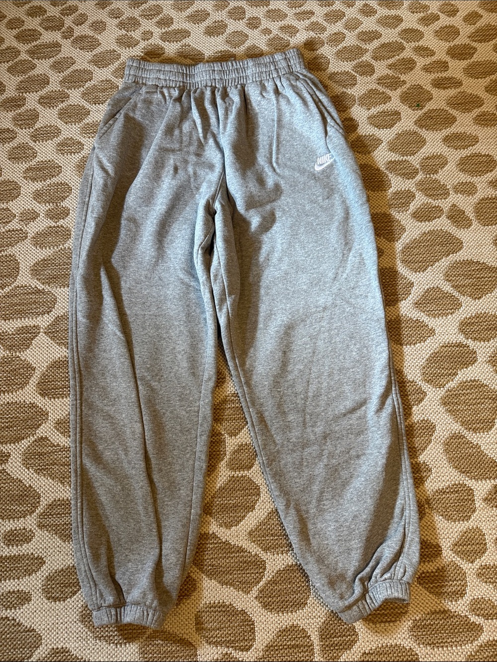 Nike Gray Fleece Joggers with Elastic Waistband
